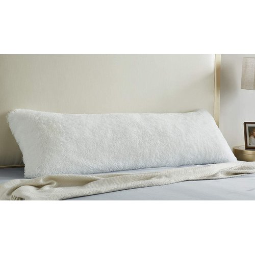 COIZA Body Pillow Cover, Big Plush Shaggy Luxury Ultra Soft Body Pillowcase with Zipper, Throw Body Pillow Cases (White, 21 * 54")