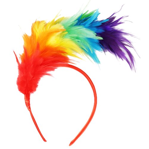 Tihebax Costume Headband, Colorful Feather Headpiece, Mardi Gras Accessories, One Size Fits All, Plastic, Hand Wash Only, for Female
