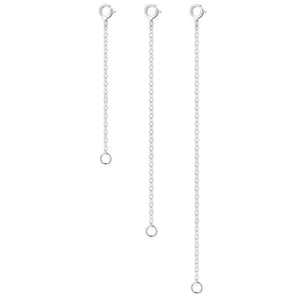 LANCHARMED 3 Pcs 925 Sterling Silver Necklace Extenders for Women Durable Strong Removable Necklace Bracelet Anklet Extension for Jewelry Making(2 3 4 Inch, Silver)