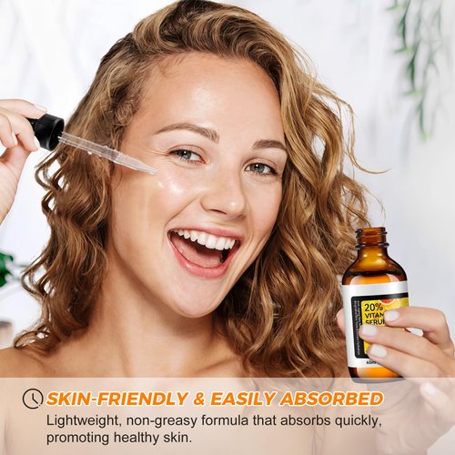 Vitamin C Serum - Pure Vitamin C Face Serum for Face with Hyaluronic Acid, Vitamin E & Ferulic Acid - Anti Aging Facial Serum for Women and Men Skin Care - All Skin Types -2.02 Oz