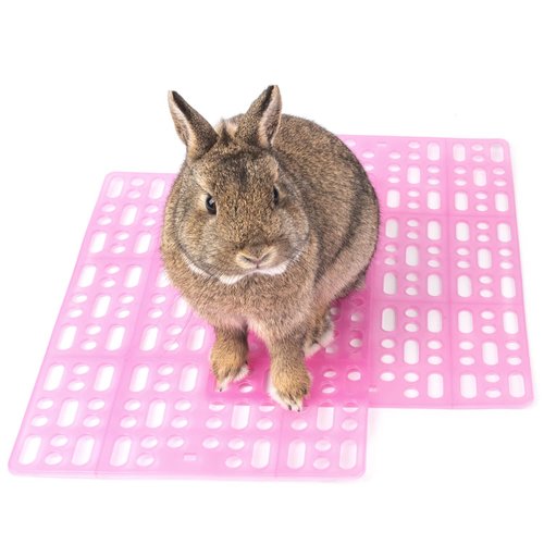 Niteangel 2 Pieces Rabbit Playpen Feet Mats for Cage, Comes with 4 Fixed Tabs (Pink)