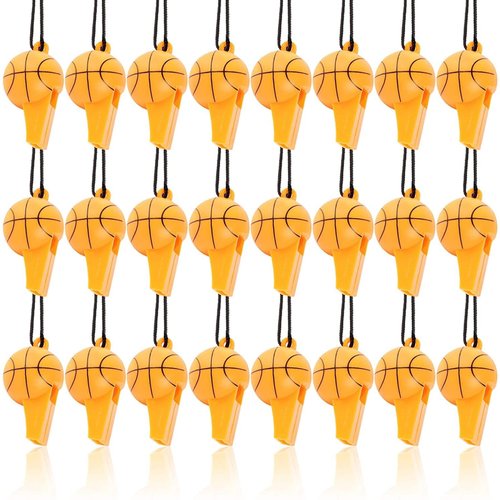 BLUE PANDA Basketball Whistles for Party Favor, Sports Birthday Supplies (24 Pack)