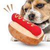 Zerodis Dog Squeaky Toys, Detachable Hot Dog Shape Soft Plush Dog Toy