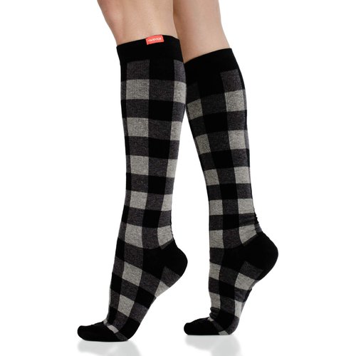 VIM & VIGR Cotton 20-30 mmHg Medical Grade Compression Socks (Heathered Grey Montana Plaid, Small/Medium (1))