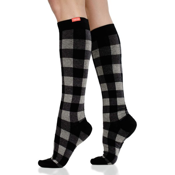 VIM & VIGR Cotton 20-30 mmHg Medical Grade Compression Socks (Heathered Grey Montana Plaid, Small/Medium (1))