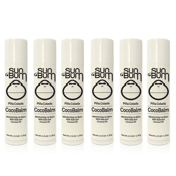 Sun Bum CocoBalm | Vegan and Cruelty Free Moisturizing Lip Balm with Aloe and Coconut Oil | Pina Colada (.15 oz) | Pack of 6