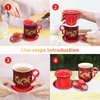 YURROAD Chinese Dragon Pattern Tea-Mug with Strainer Infuser and Lid and Saucer Ceramic Tea Mug Convenient System Chinese Porcelain Personal Tea Cup 13.5 oz(380ml) - RED, TC400