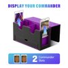 UAONO MTG Deck Box with 2 Commander Display and Dice Tray-Patented Design, Double Deck Box for 250+ Single Sleeved Cards, Leather Magnetic Card Storage Box Fits for TCG CCG Magic Cards (Black&Purple)