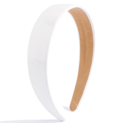 AHONEY White Headband for Women Girls Glossy Vegan Leather Headband Non Slip 1.18" Wide Plain Head Band Solid Hair Band DIY Halloween Holiday Hair Accessories Gifts