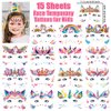 Partywind Face Temporary Tattoos for Girls, Waterproof Fake Tattoos for Kids Party Supplies Favors, Face Tattoos for Children Birthday Party Games, Special Party Goodie Bag Stuffers Fillers