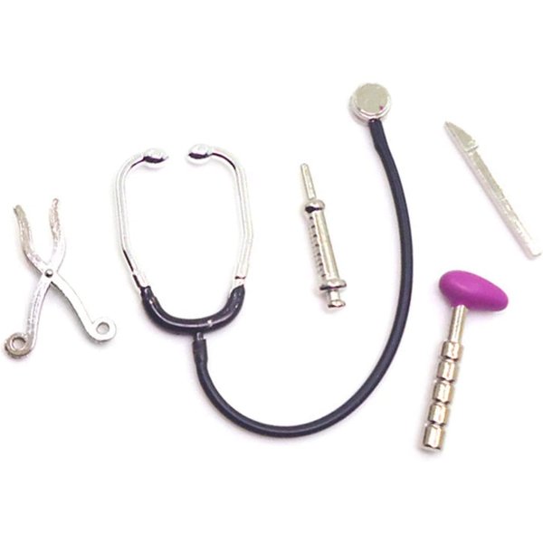 Tustao 5Pcs Dollhouse Mini Stethoscope Care Tools Dollhouse Dolls Miniature Garden Kit, Hospital Accessories Toys Set for Toy House Decoration Doll Miniature Dollhouse Accessories