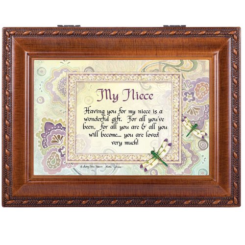 Cottage Garden My Niece Wonderful Gift Loved Woodgrain Rope Trim Jewelry Music Box Plays You are My Sunshine