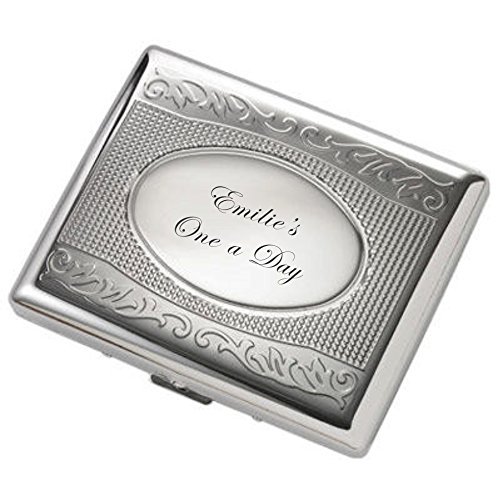 Personalized Oval Silver Double Sided Cigarette Case Engraved Free - Ships from USA