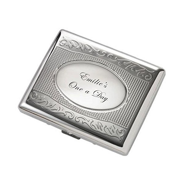 Personalized Oval Silver Double Sided Cigarette Case Engraved Free - Ships from USA