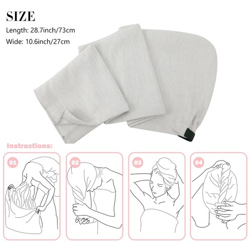 UTJZIB Ultra-Absorbent Microfiber Hair Towels-2Pack Hair Towel Wrap for Women,Hair Wraps, and Versatile Microfiber Towels for Effortless Drying (Light Gray)