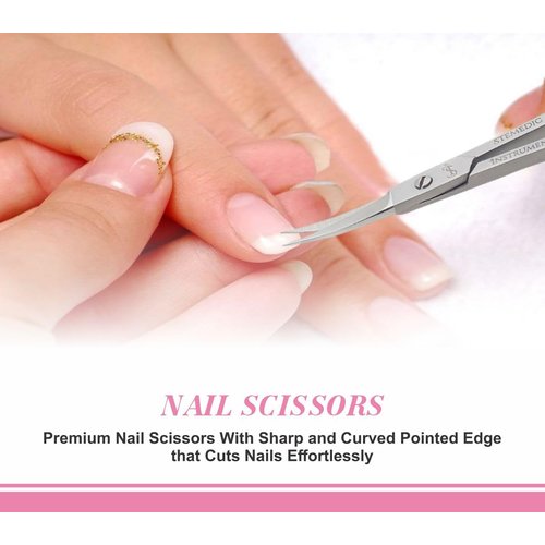 Nail Scissors Curved Eyebrow Scissors for Nail, Cuticle, Eyelashes, Nose Hair, Mustache and Beard - Manicure and Pedicure Small Scissors for Men and Women