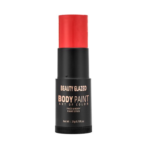 Beauty Glazed Intense Black Face Body Paint Stick, Grease Makeup for Halloween Cosplay Costume, Sports Eyeblack Baseball Softball, Non-Toxic Formula, Bold Skeleton Skull Look (Red)