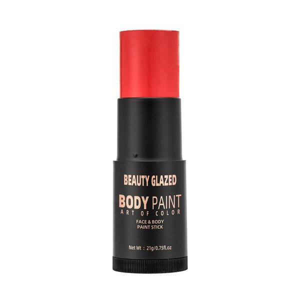Beauty Glazed Intense Black Face Body Paint Stick, Grease Makeup for Halloween Cosplay Costume, Sports Eyeblack Baseball Softball, Non-Toxic Formula, Bold Skeleton Skull Look (Red)
