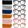 ZXYOO Oversized Reading Glasses for Women,6 Pack Blue Light Blocking Computer Readers Spring hinge（6 pack Mix C2+1.50）