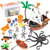 PowerTRC Pirate Action Figures with Pirates, Sea Monsters, Boats, Treasure Chests, Cannons and Figurines Playset for Kids