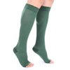 Doc Miller Open Toe Compression Socks Women and Men, 20-30 mmHg Toeless Compression Socks Women, Support Circulation Shin Splints and Calf Recovery, Varicose Veins, 1 Pair (Dark Green, Small)