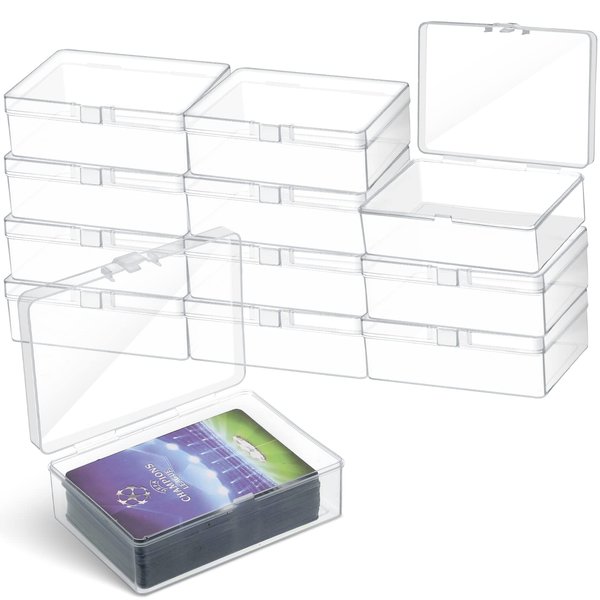 Vicenpal 12 Pcs Playing Card Boxes Clear Plastic Card Deck Cases Trading Card Storage Box Collectible 100 Card Game Card Cases Holder 4.45 x 2.91 x 1.35 Inch Compatible with MTG TCG
