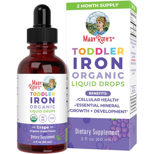 MaryRuth Organics Iron Supplement for Toddlers | Liquid Iron Supplement for Children Ages 1-3 | Iron Supplement for Iron Deficiency | Sugar Free | Vegan | Non-GMO | Gluten Free | 2 Fl Oz