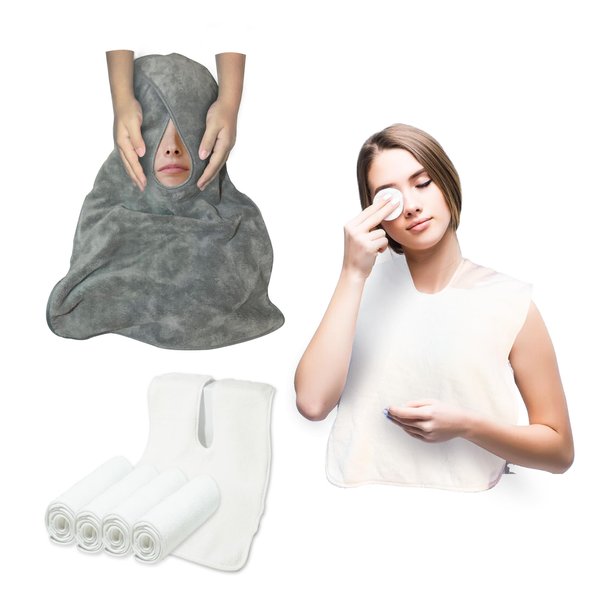 U-Shaped Microfiber Facial Towels for Estheticians, Spa Towels for Facials, Massage Towels, Ultra Absorbent, Professional Esthetician Equipment or Home Spa, Premium Towels for Spa Use. White, Set of 5