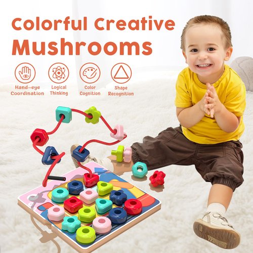 47 Pcs Button Art Toys for Toddlers, Button Learning Toys for Toddler Crafts Toys Age 2-4, Colorful Matching Arts and Crafts Pegboard, Fine Motor Skills Game for Kids,Montessori Toys for 2 Year Old