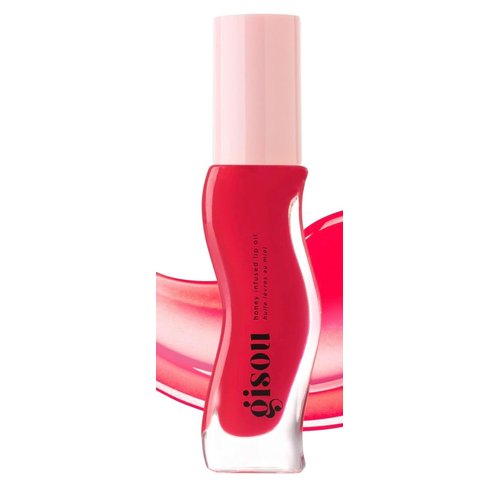Generic G i s o u Honey Infused Hydrating Lip Oil, Strawberry Sorbet, Sheer Pinky Red