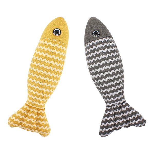 MAOZHUREN 2 Pcs Catnip Toys Fish, Cat Toys Self Play, Cat Toys for Indoor Cats and Kitten, Catnip Cat Toy, Interactive Kitten Exercise Kicker Toys for Indoor Cats 7.8 Inches for All Breeds