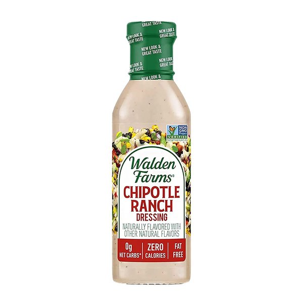 Walden Farms Chipotle Ranch Dressing 12 Oz. Bottle | Fresh & Delicious Salad Topping | 0g Net Carbs Condiment | Kosher Certified | Great on Salads | Burgers | Sandwiches | Tacos | Pizza and Many More