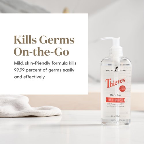 Young Living Thieves Waterless Hand Sanitizer - Convenient 3-Pack for On-The-Go Protection - Powerful Formula - With Soothing Aloe Vera Gel - Travel Size