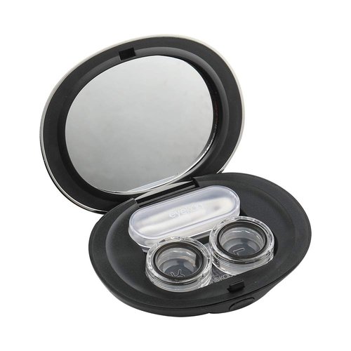 MUDOR Exquisite Contact Lens Case – Mini Contact Lens Travel Kit Box Holder Container Includes Remover Tool with Tweezers and No Leak Contact Case Organizer for Soft & Hard Lens (Black)