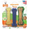 Nylabone Flexi Chew Moderate Dog Chew Toy Bones & Healthy Edibles Chew Treat Triple Pack, Chicken & Bacon, Small/Regular (3 Count)