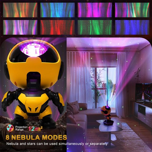 YAYZA! Galaxy Projector Starry Night Light, Little Bee Astronaut Star Projector, Starry Nebula LED Lamp with Remote, Kids Room Timed Decor Aesthetic for Children's Day, Christmas, Birthday