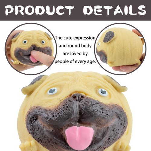 Novelty Cute Squeeze Pug Dog Toy, Decompress, Super Soft, Pull, Stretch and Squeeze Pug Dog Toy, Animal Party Favors Toy
