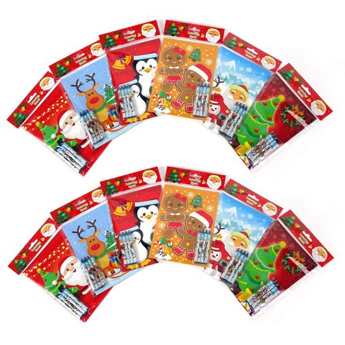 TINYMILLS Christmas Holidays Coloring Book Crayon Set for Kids Party Favors with 12 Coloring Books and 48 Crayons for Christmas Goody Bag Stuffers For Kids Holiday Party Gift Rewards Carnival Prizes