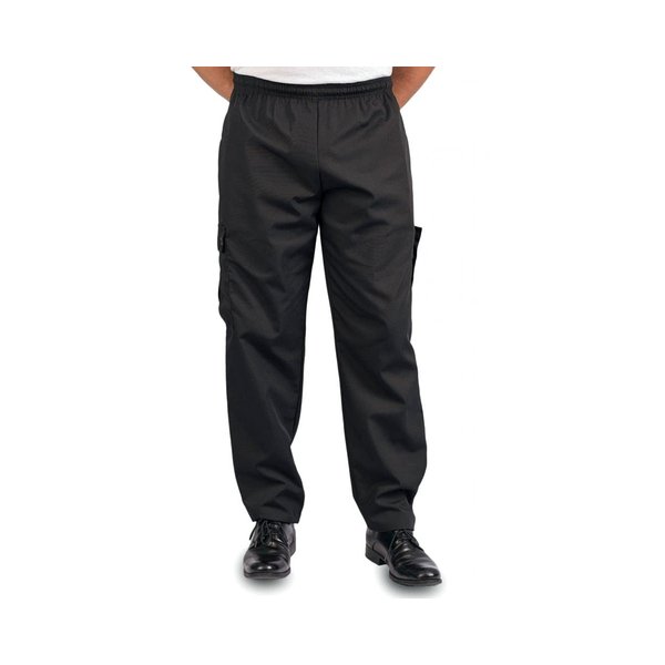 KNG Black Baggy Cargo Chef Pants for Men and Women – Drawstring Waist L
