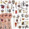 Medieval Knight Castle Temporary Tattoos,20 Sheets 220 Pieces Medieval Themed Tattoos Stickers Party Decoration Supplies Party favors for Kids Adults,Birthday Party Favors, Goodie Bag Fillers