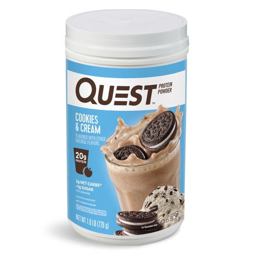 Quest Nutrition Cookies & Cream Protein Powder; 20g Protein; 1g Sugar; Low Carb; Gluten Free; 1.6 Pound; 22 Servings