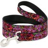 Dog Leash Born to Blossom Close Up Pink 4 Feet Long 0.5 Inch Wide