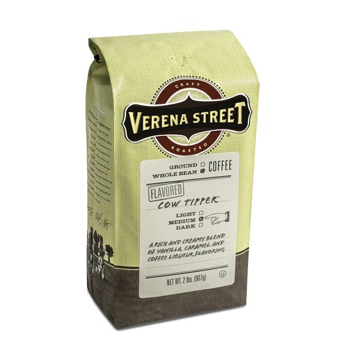 Verena Street 2 Pound Flavored Whole Bean Coffee, Cow Tipper, Medium Roast, Rainforest Alliance Certified Arabica Coffee