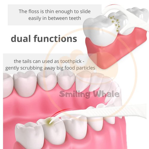 Professional Dental Flossers by The Smiling Whale, Extra Strong Flosser Pick, Dental Floss (Floss Picks in Automatically Pop Out Storage Box)