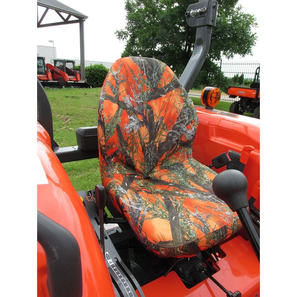 Durafit Seat Covers KU20 OR Kubota Tractors MX4800, MX5000, MX5200, MX5400, MX5800, M5660 SUH/SUHD, Z221R, Z231 Mower and Zero Turn Mower T2090/T2290 Ride on Mowers (KU20 MC2 Orange Camo Endura)