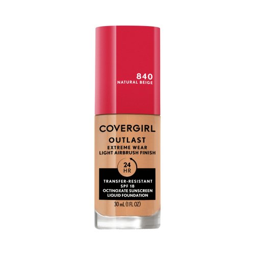 Covergirl Outlast Extreme Wear 3-in-1 Full Coverage Liquid Foundation, SPF 18 Sunscreen, Natural ...