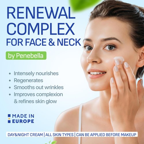 PENEBELLA Face & Neck Firming and Tightening - Hyaluronic Acid 4D, Vitamin E + B5, Elastin - Made in Europe - Lift & Firm Neck Cream - Face Moisturizer Anti Aging Treatment for All Skin