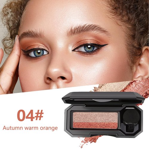 Dual Color Eyeshadow,Waterproof Glitter Eye Shadow,Smooth Texture Highly Pigmented Dual-Color Eyeshadow Eyeshadow Shimmer Long Lasting For Eye Makeup(04#)