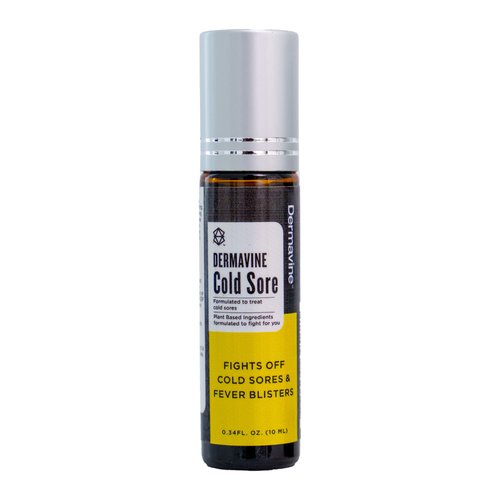 Dermavine Cold Sore Treatment for Lips | Plant Based Fever Blister Treatment for Lips | Easy to Apply and Travel Size with Roll On Applicator Lip Treatment, 0.34 Fl Oz