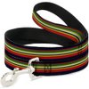 Dog Leash Stripes Navy Red Yellow Black White Green 4 Feet Long 0.5 Inch Wide